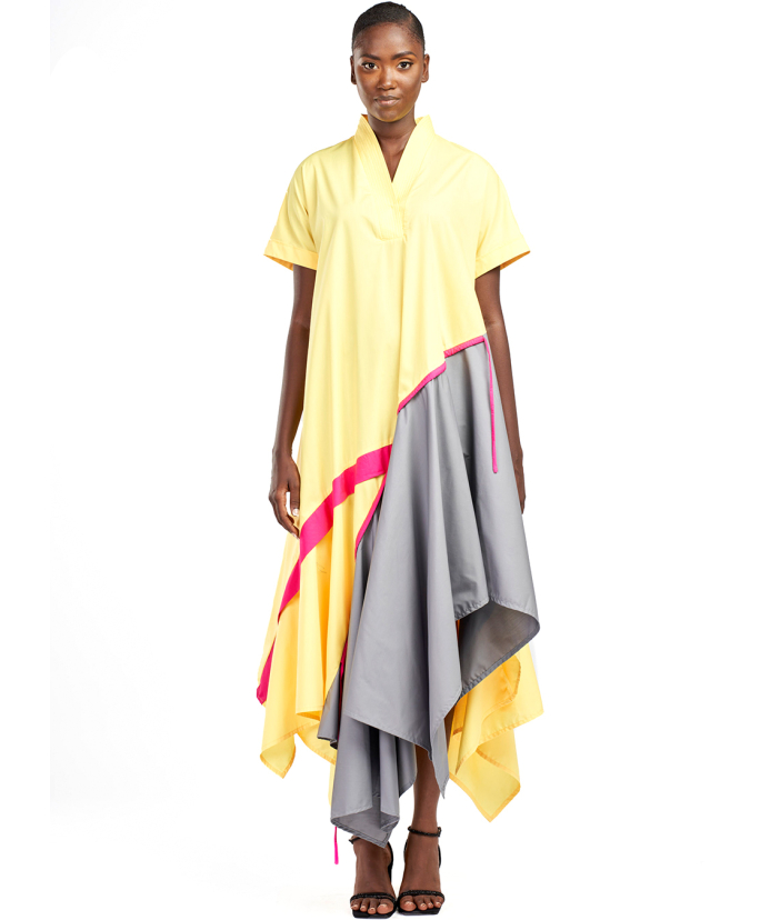 Robe Coton Jaune Rouge Gris 