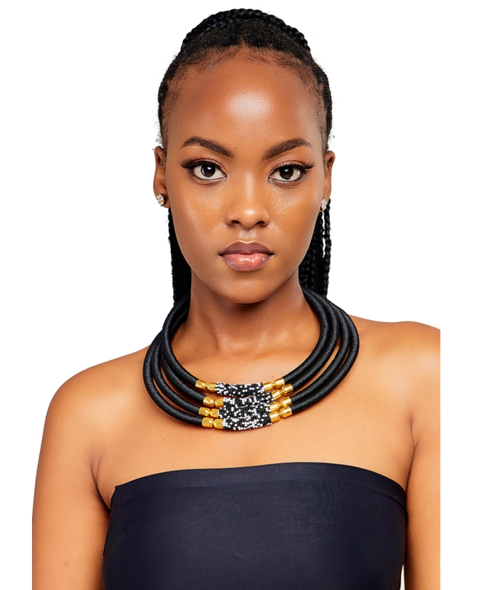 4 Strand Threaded Beaded Collar Necklace