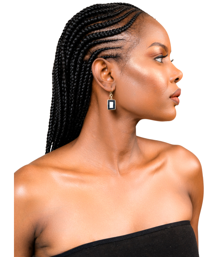 Black outer rectangular earring