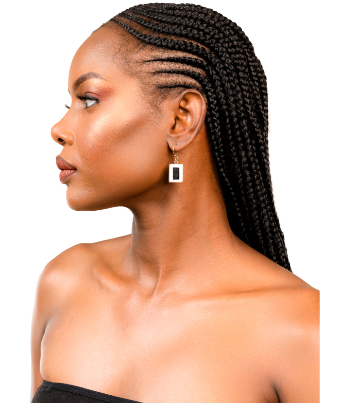 White outer rectangular earring 
