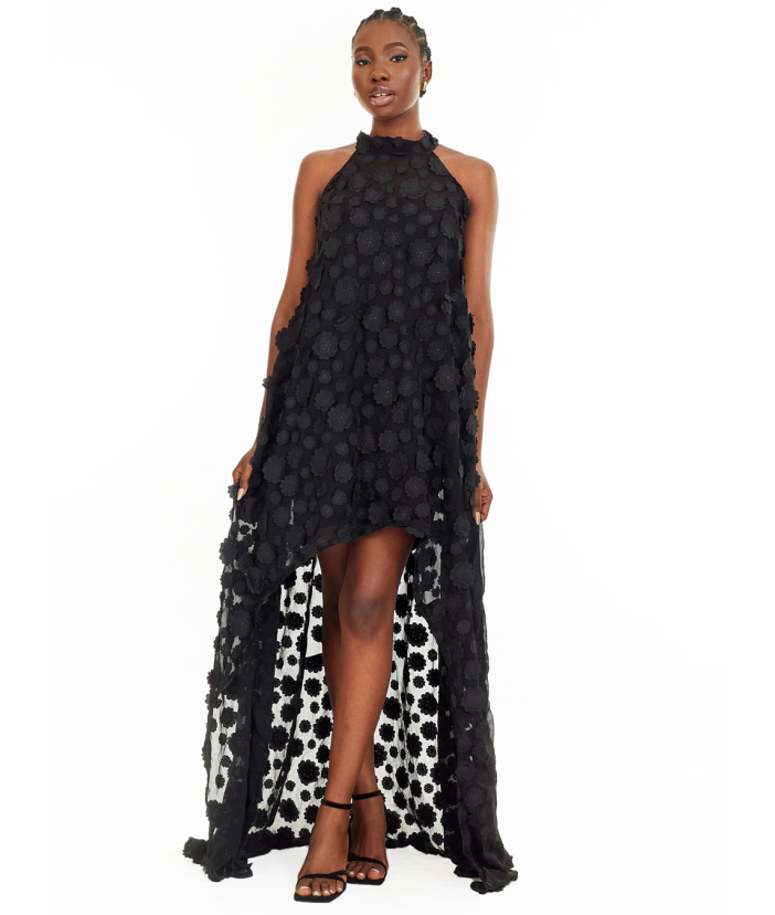 Nazzy Luxe Flowered High-Low Dress