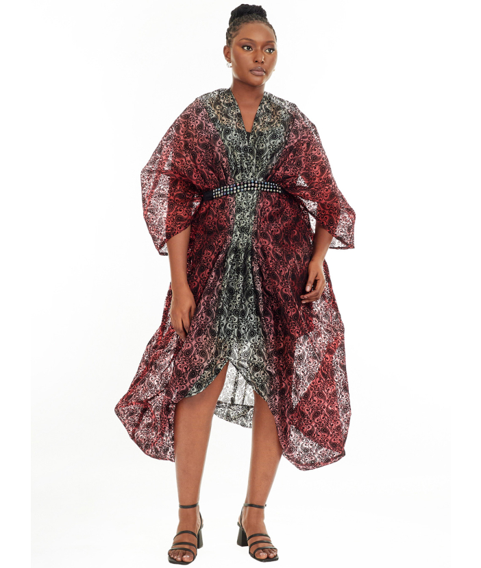 Ada Two-Tone Embellished Drape Dress
