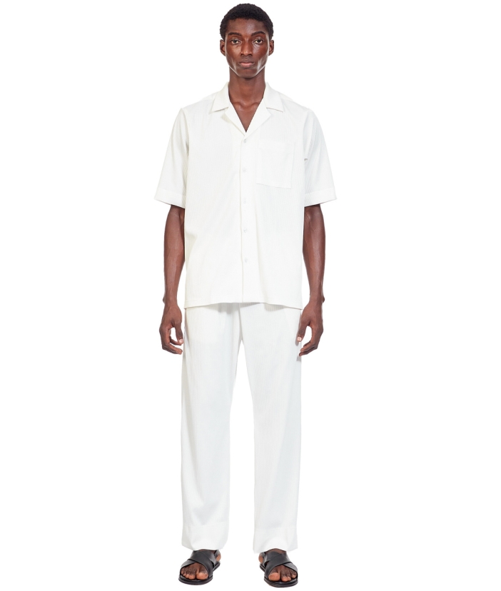 White Rib Matching Pant Set