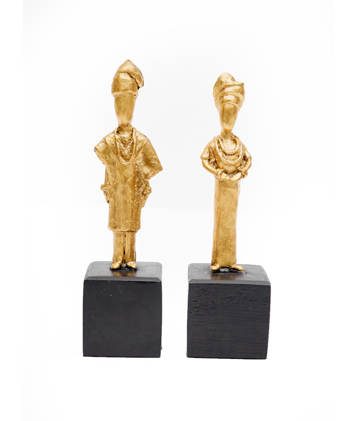 Oga and Madam Bronze Figurine