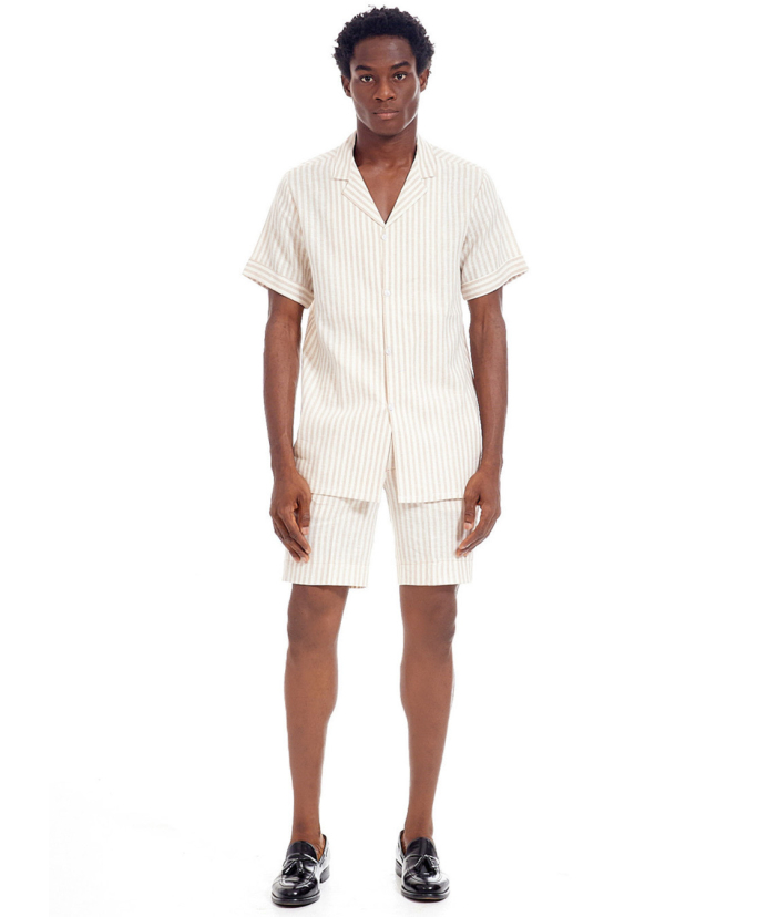 STRIPE LINEN SHORT SET