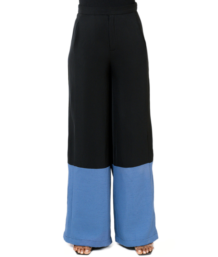 Black & Blue Wide Legged Trouser