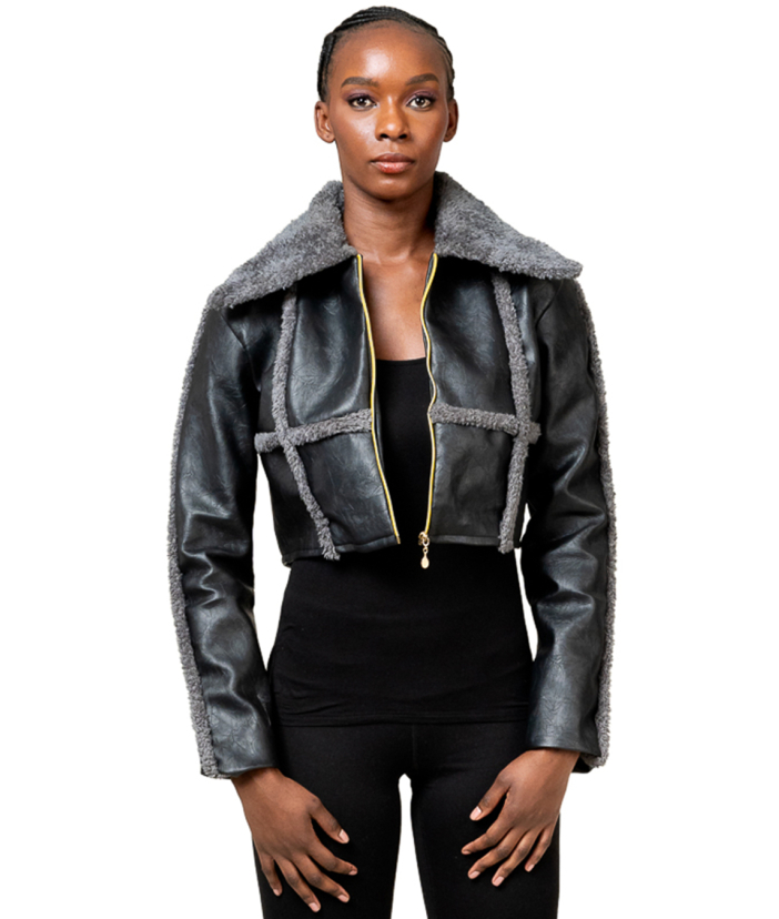 Black Leather Crop Jacket