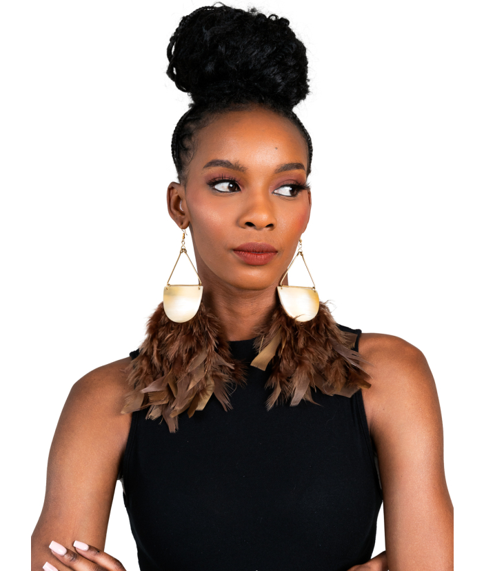 Brown Semi Circular Earrings