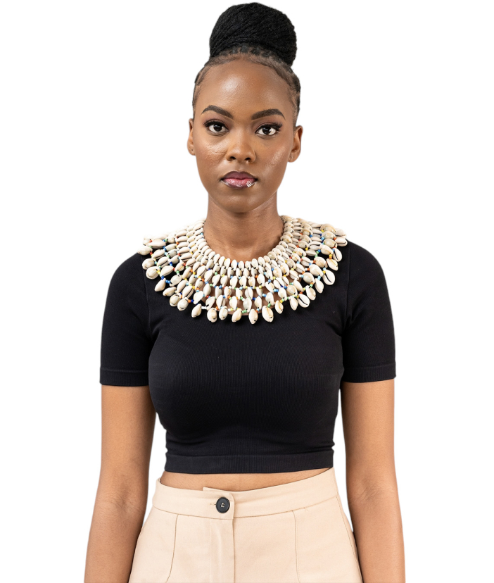Collar Cowrie Shell Multicolored Bead Necklace