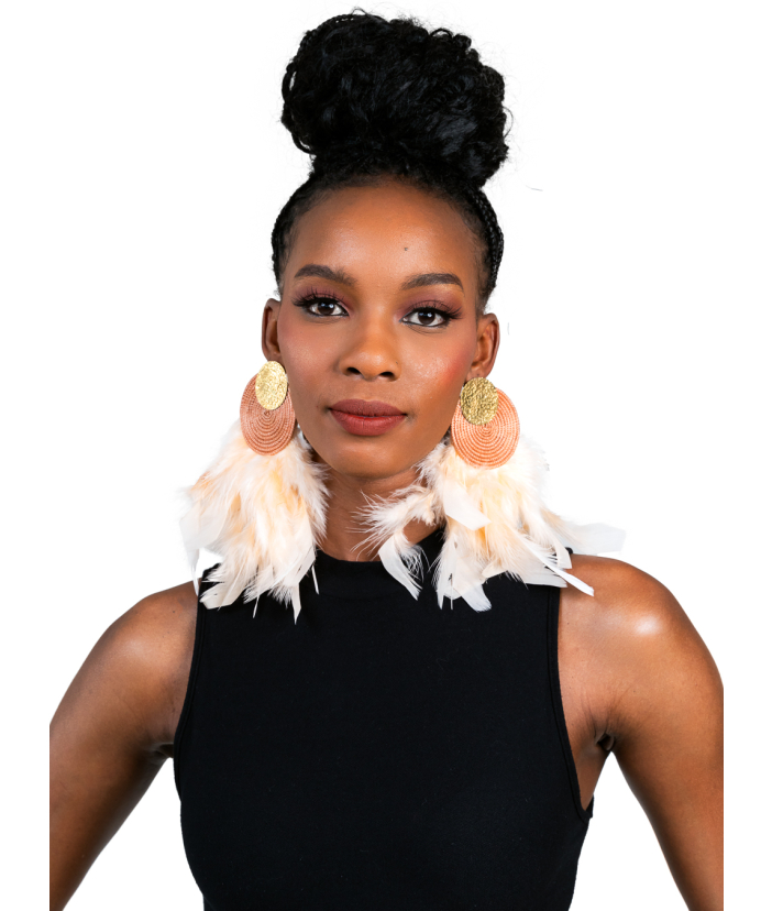 Cream Circular Earrings