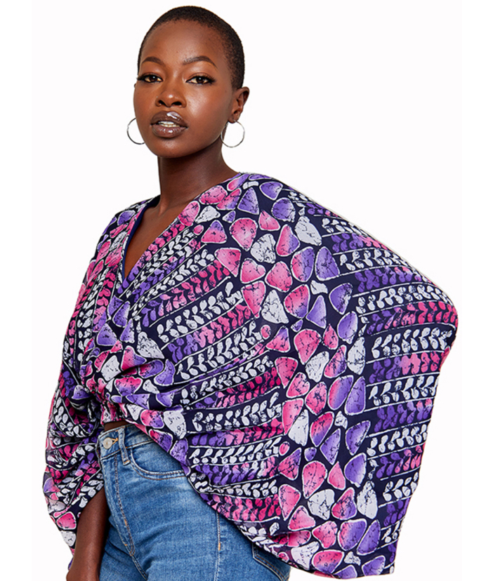 Crop Top Kimono Pink Mosaic