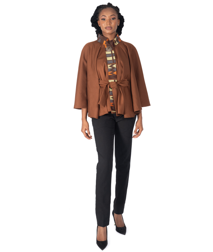 Ethnic cape with a rope: ORIGIN brown