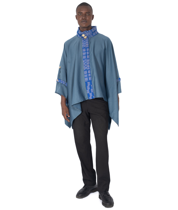 Ethnic coat: ORIGIN cerulean blue
