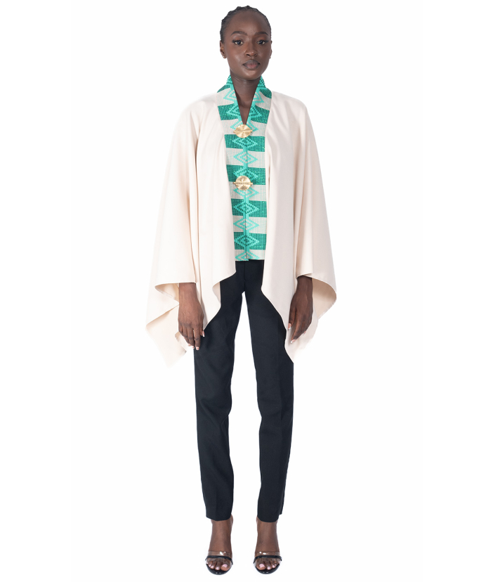Ethnic poncho: ORIGIN beige green