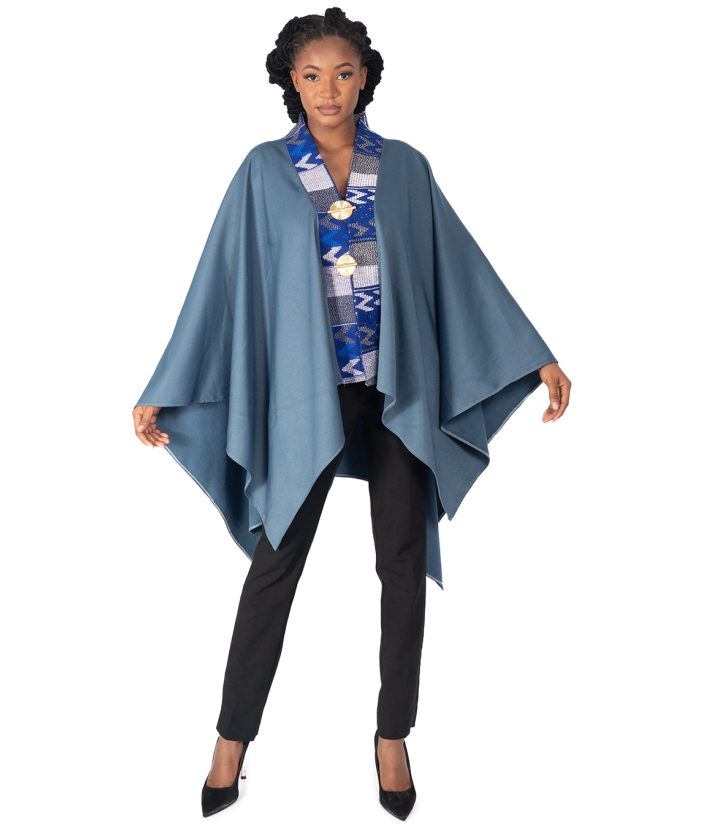 Ethnic poncho: ORIGIN cerulean blue