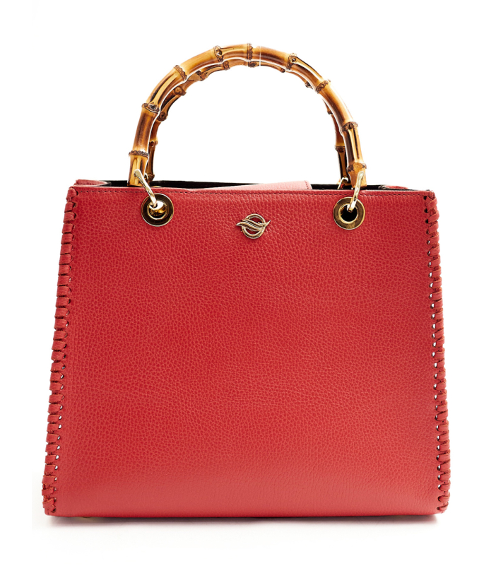Kasi Bamboo Handle Bag-Red