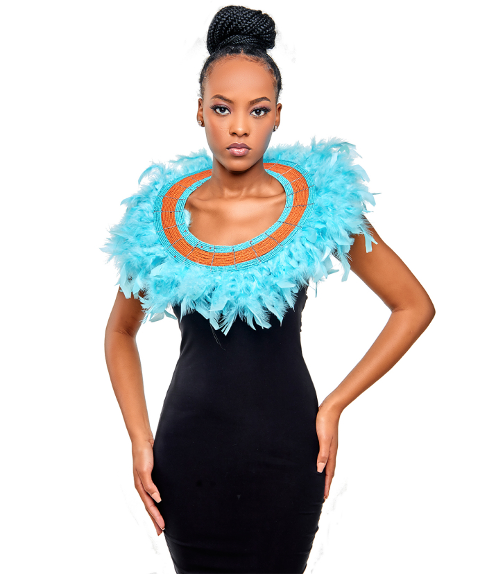 Blue Mumbi Feather Neckpiece