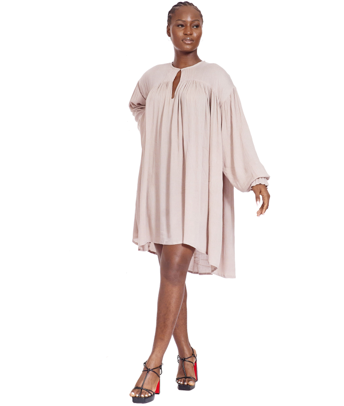 Nude Pleated Dress