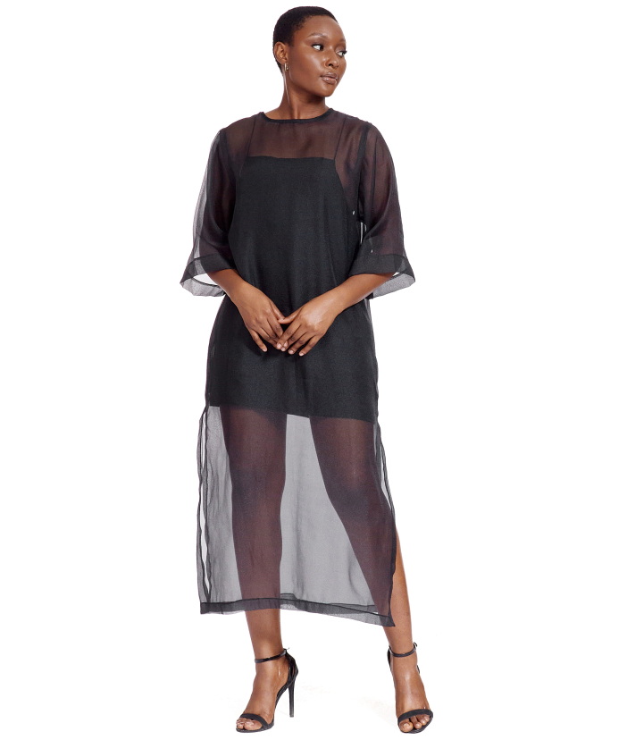 Round Neck Sheer Two-Piece Dress