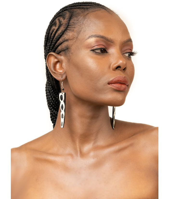 Long Giraffe Print Bone Earrings