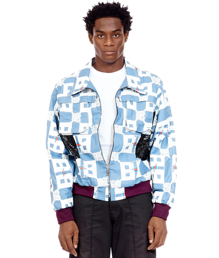 All-Over Logo Print Bomber Jacket