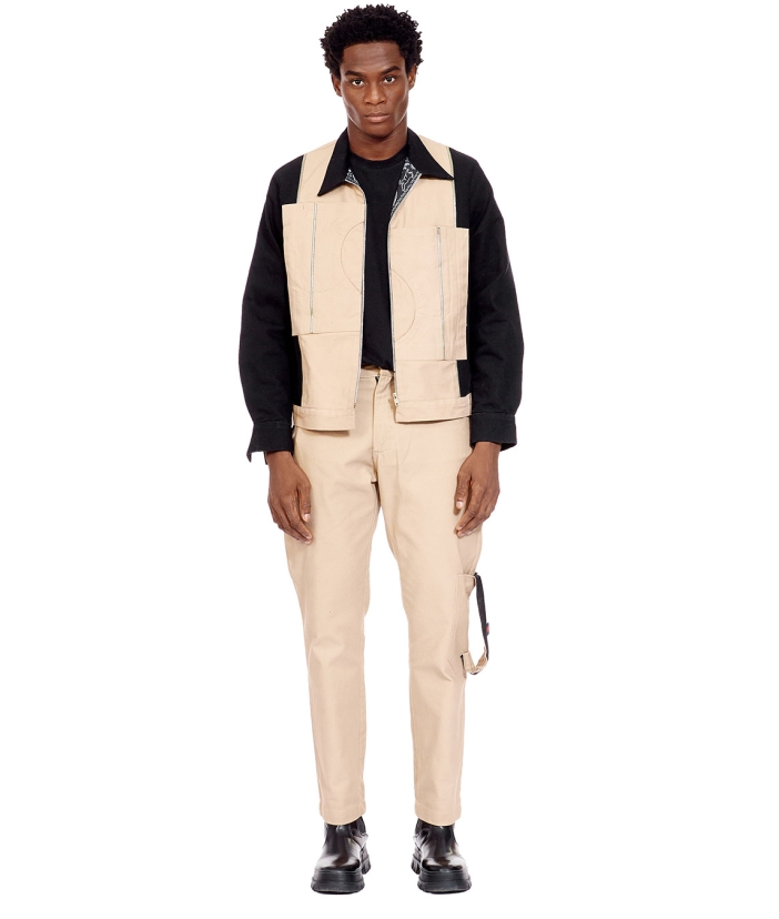 Color Block Paneled Zipper Jacket (Black Collar)