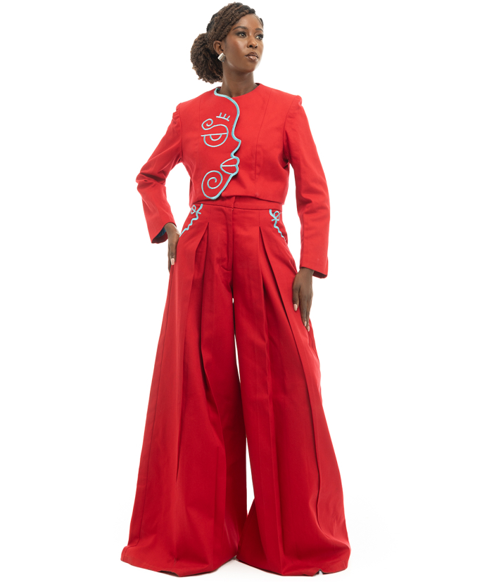 Cropped Jacket And Pleated Palazzo Pant