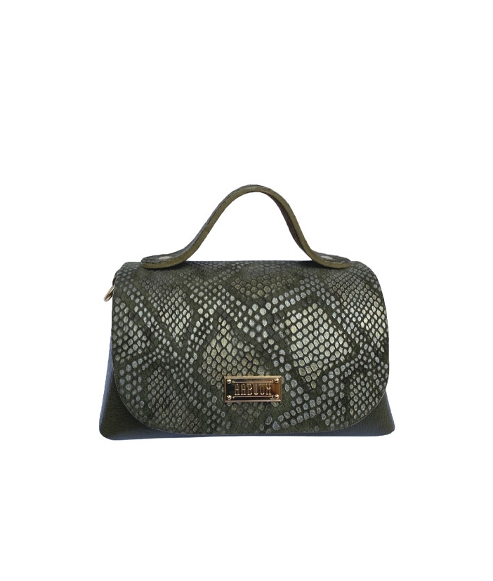Mira Green Python Print Bag 