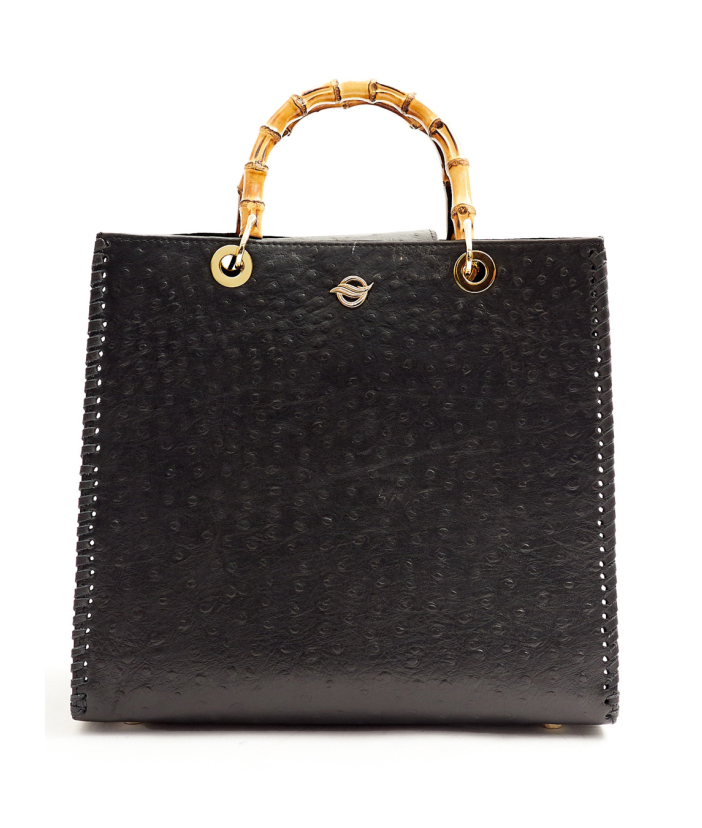 Kasi Bamboo Handle Bag-Black