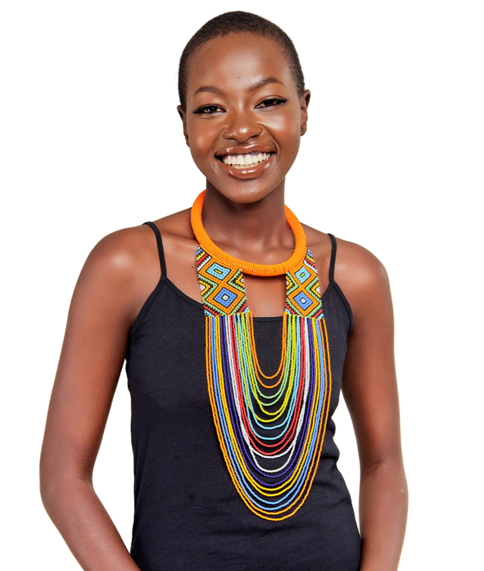 Orange Chest Lay Zulu Necklace