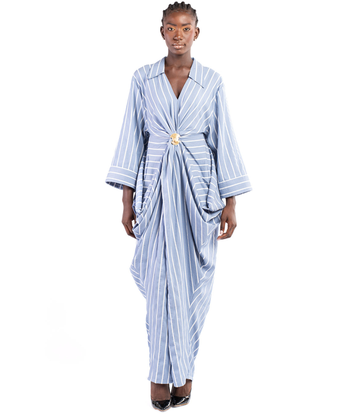 Bubu X cotton striped collar shirt