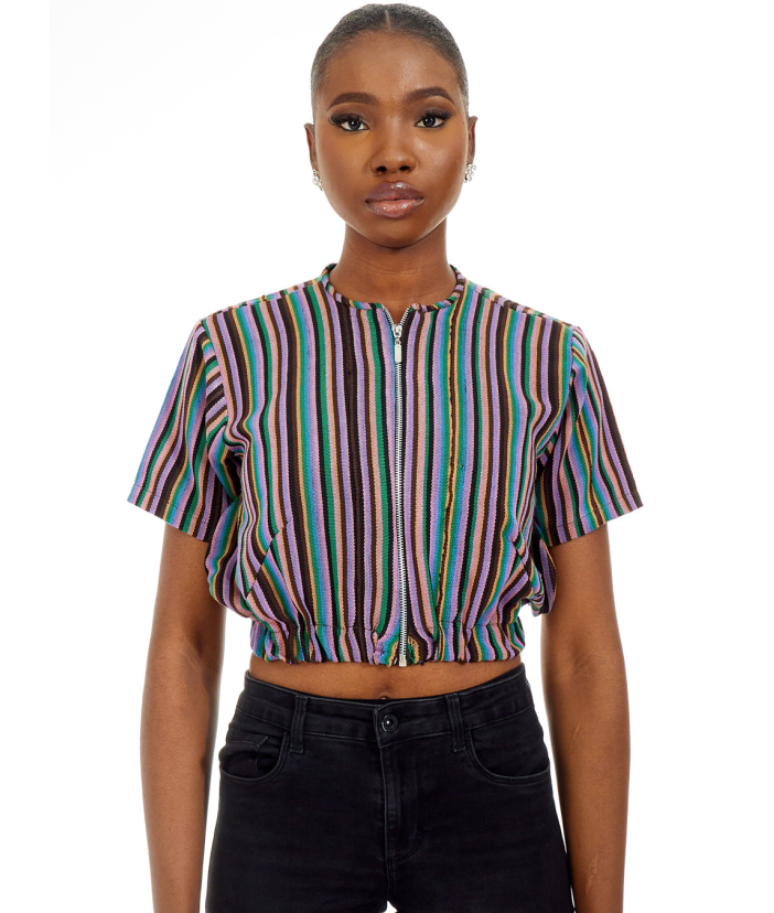 STRIPED COCOON CROP TOP