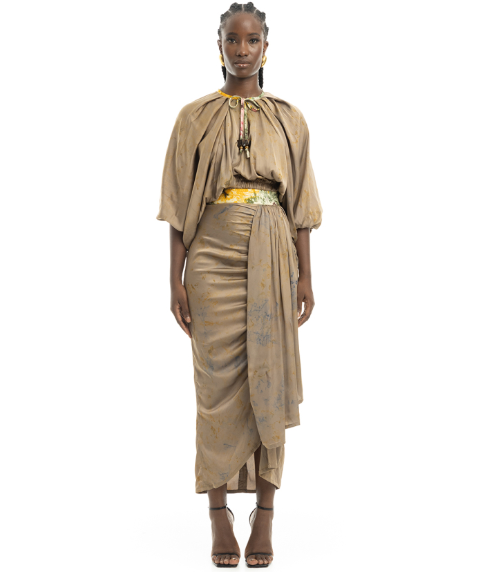 2-piece Silk Top and Skirt