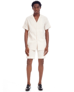 STRIPE LINEN SHORT SET
