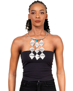 Silver Multiple Triangular Dangles Necklace